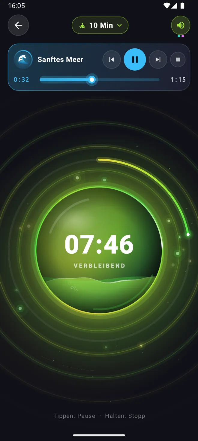 Meditations-Timer mit Hintergrundklang