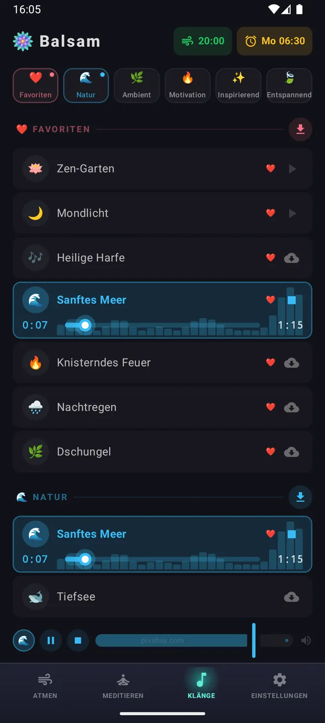 Naturklänge und ruhige Musik