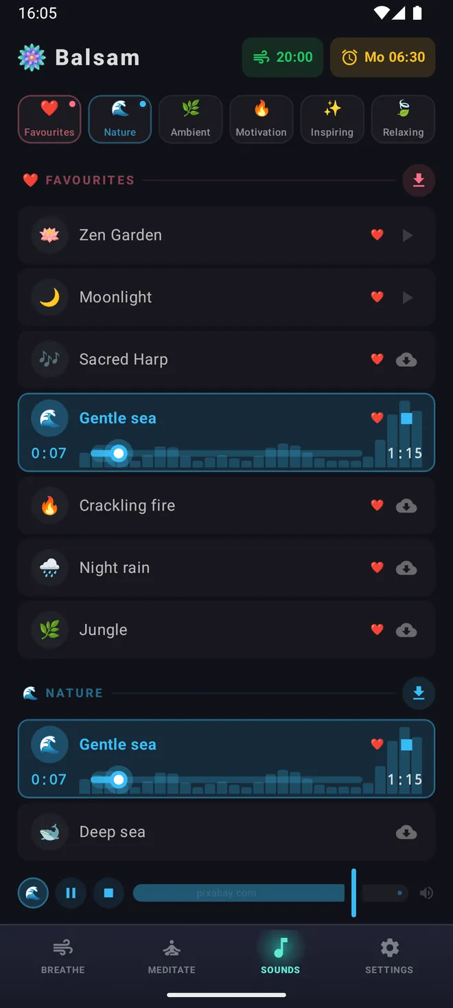 Sounds of nature and calm music