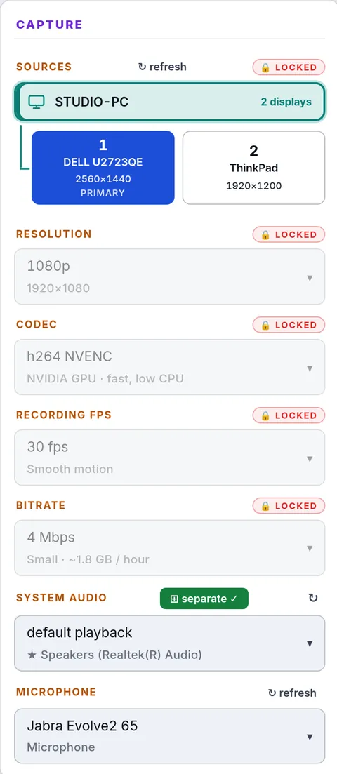 Source, resolution, codec, audio