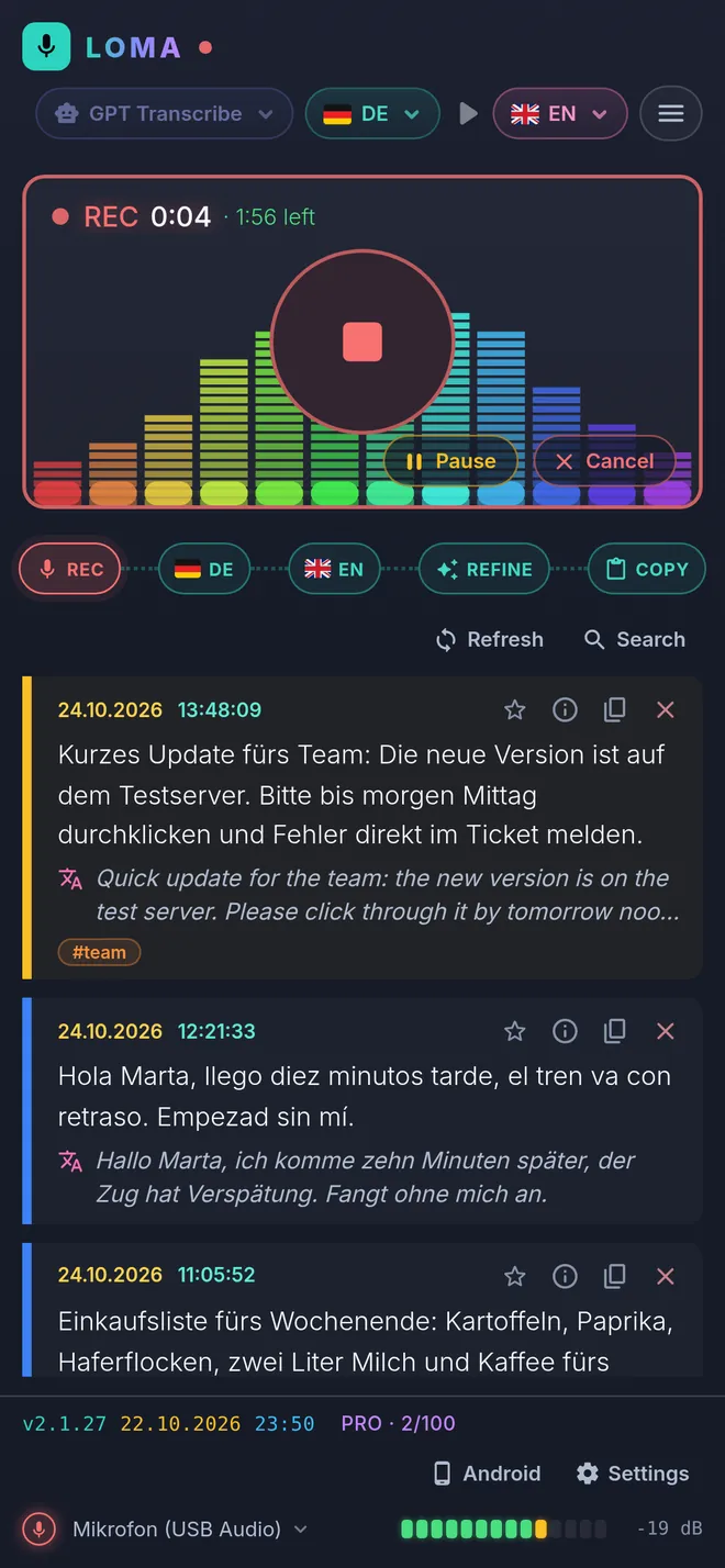 Aufnahme läuft