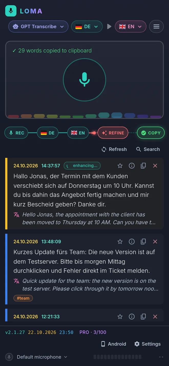 Text bereit, Stile folgen