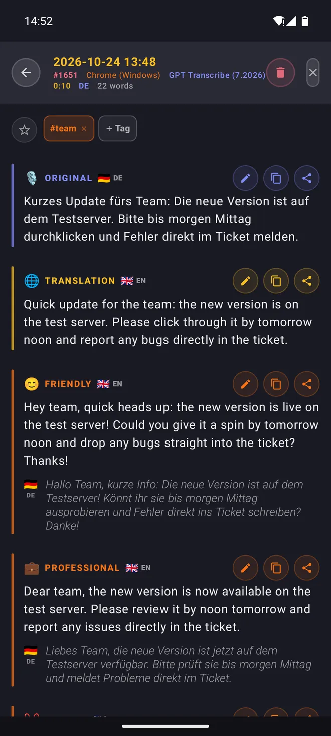 Übersetzung und Stile auf Android