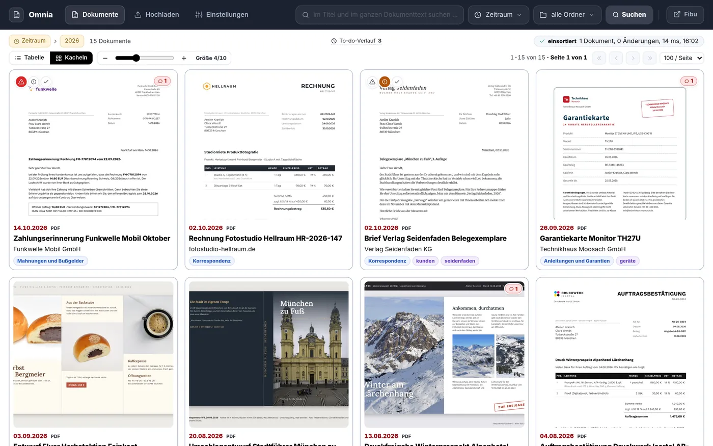 Documents as tiles with large previews