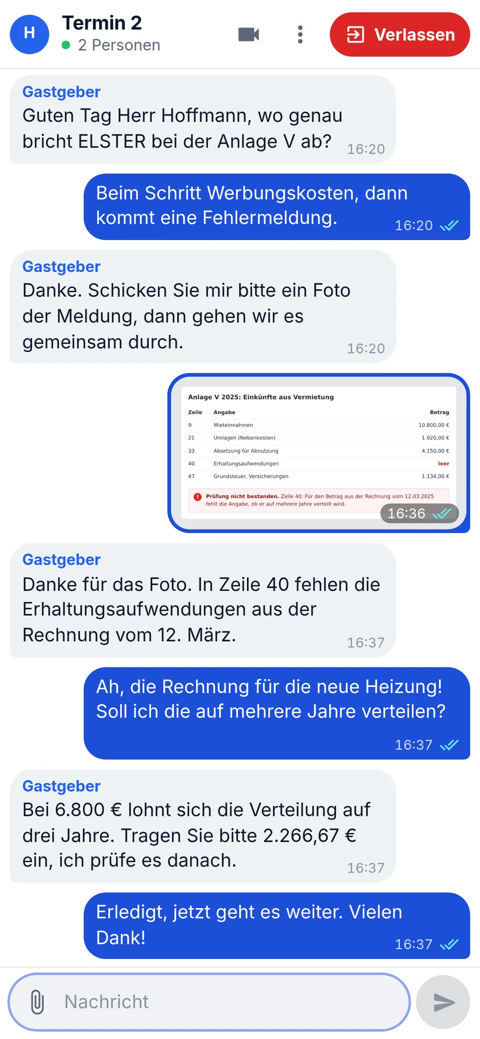 Live-Chat mit Foto