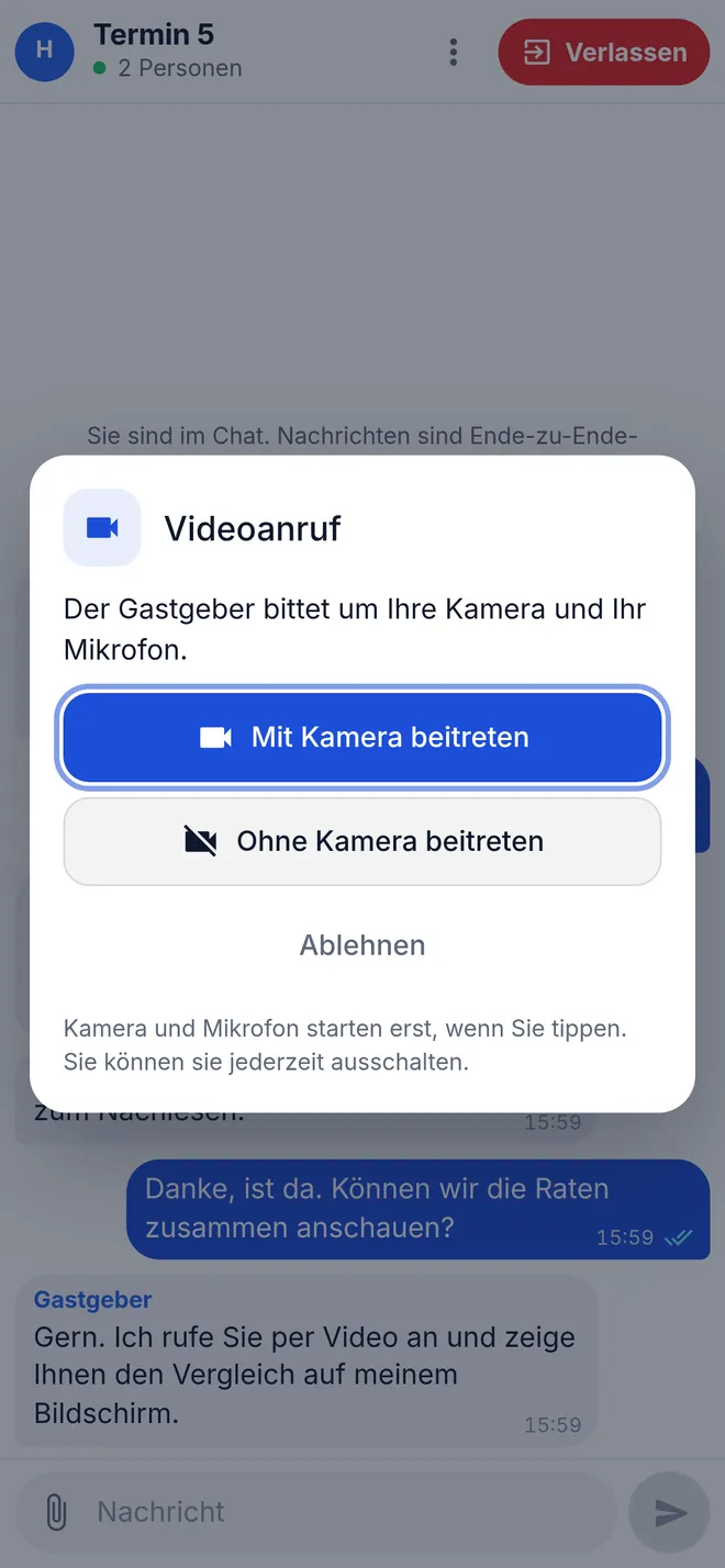 Einladung zum Videoanruf