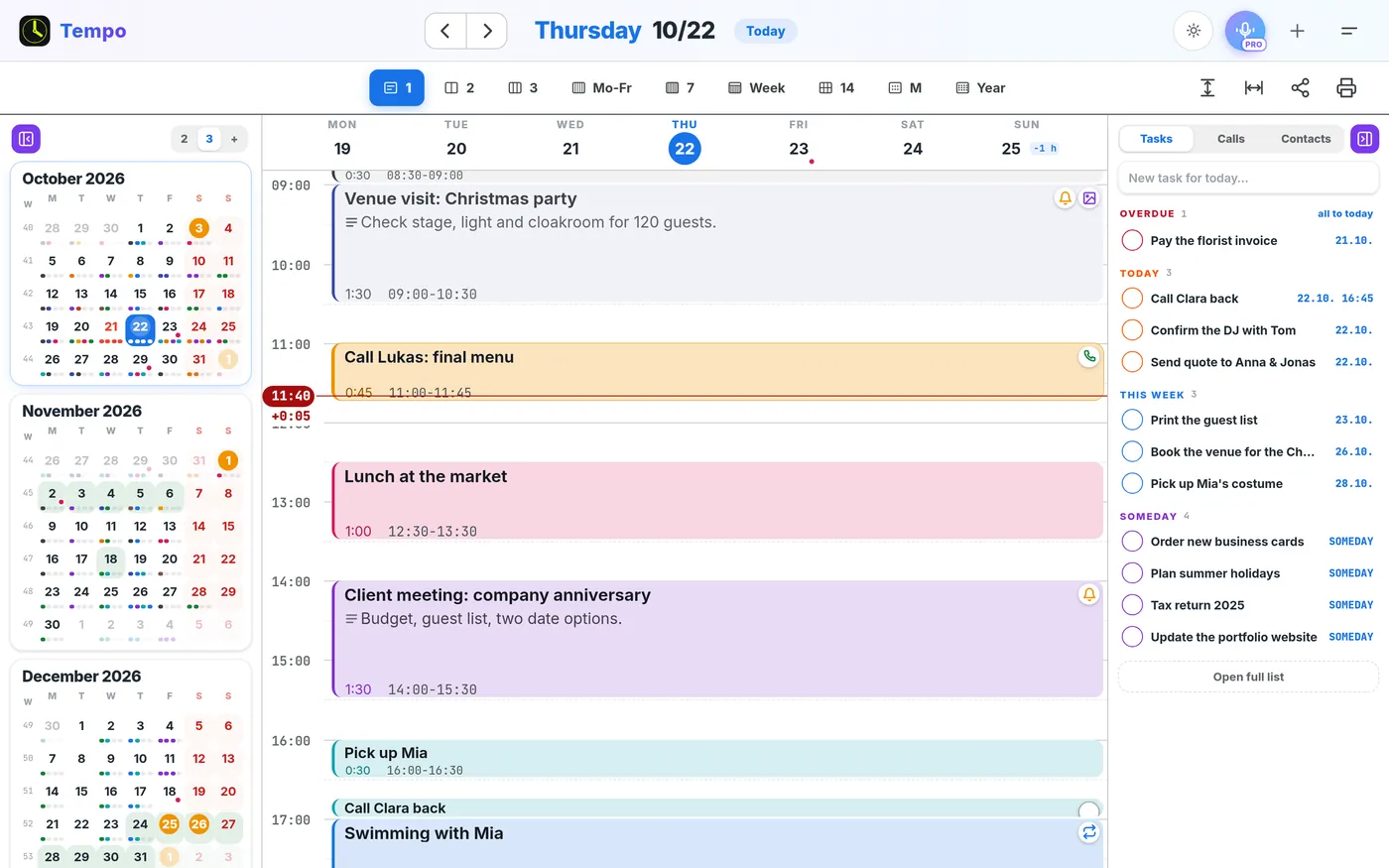 Your day at a glance