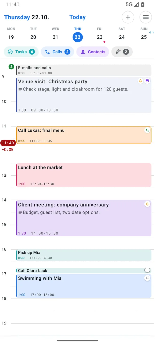 Your day at a glance