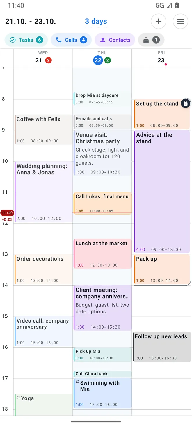 Three days at a glance
