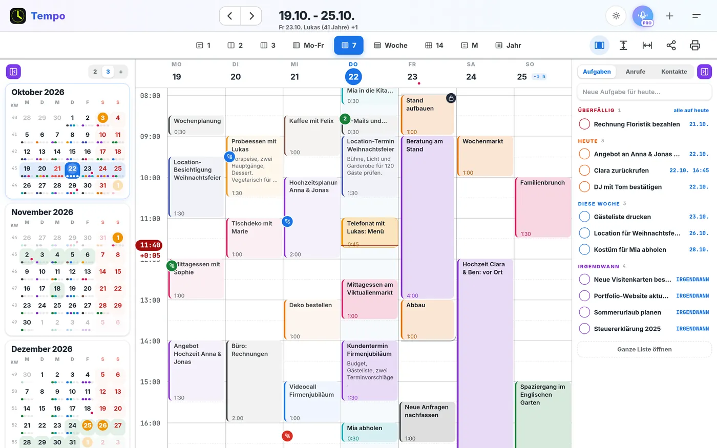 Die Woche planen