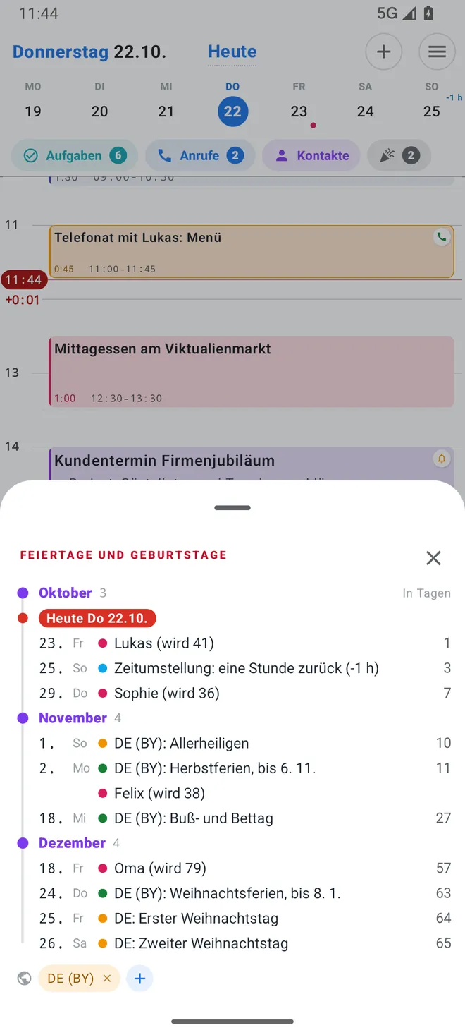 Feiertage und Ferien