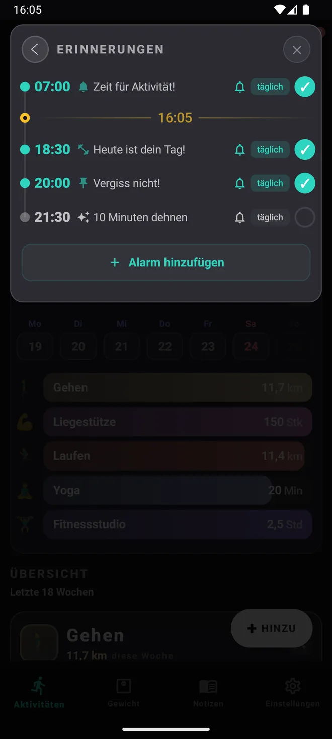 Erinnerungen für deine Routine
